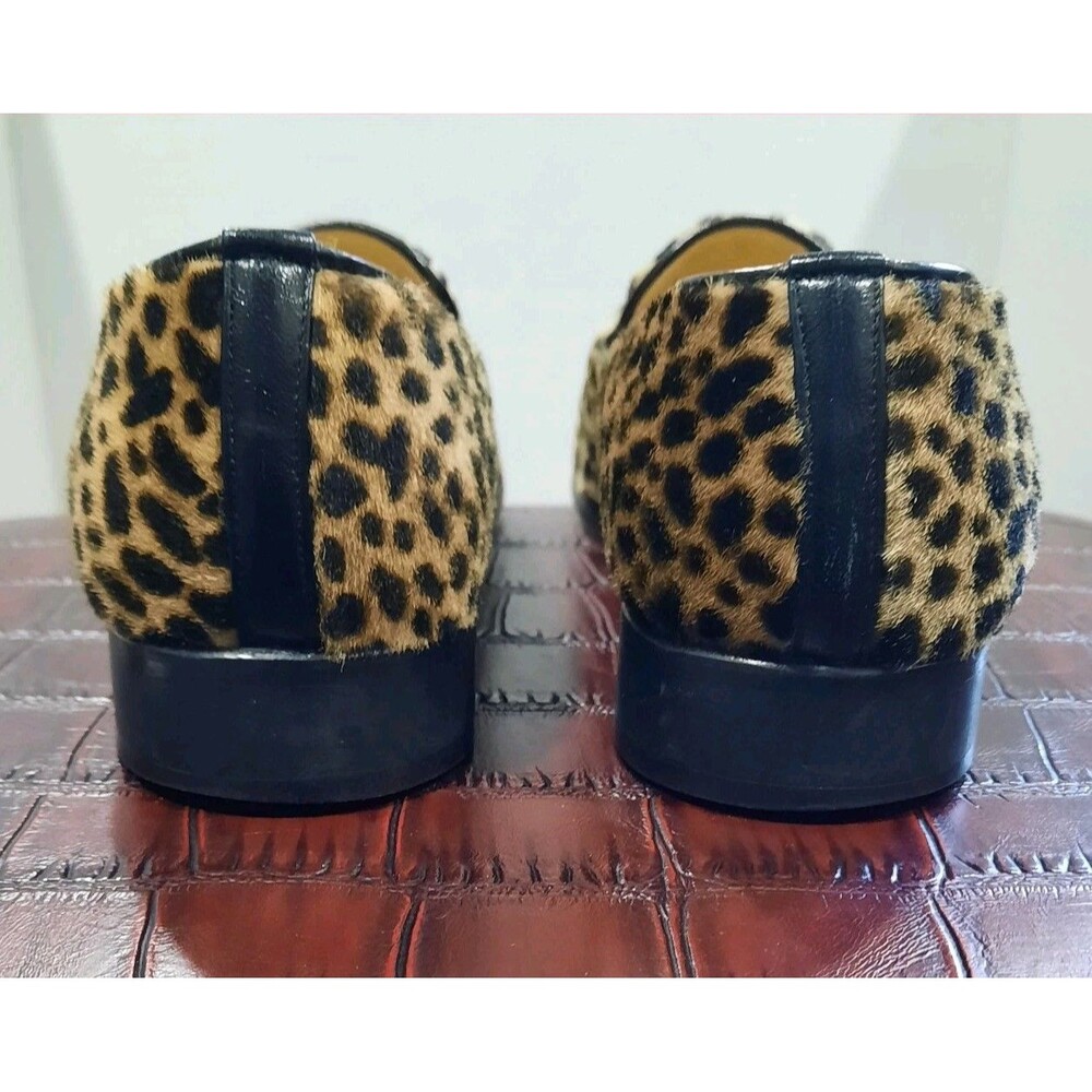 Talbots Leopard Print Calf Hair Loafers Smoking Flats Slip On Shoes Size 10M - Picture 8 of 11
